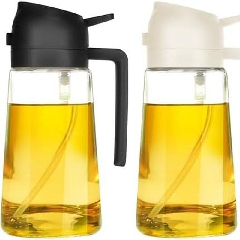 16Oz Oil Dispenser Bottle for Kitchen - 2 in 1 Olive Oil Dispenser and Oil Sprayer -Oil Sprayer for Cooking, Kitchen, Salad, Barbecue Utensils Glass Kitchenware Pouring