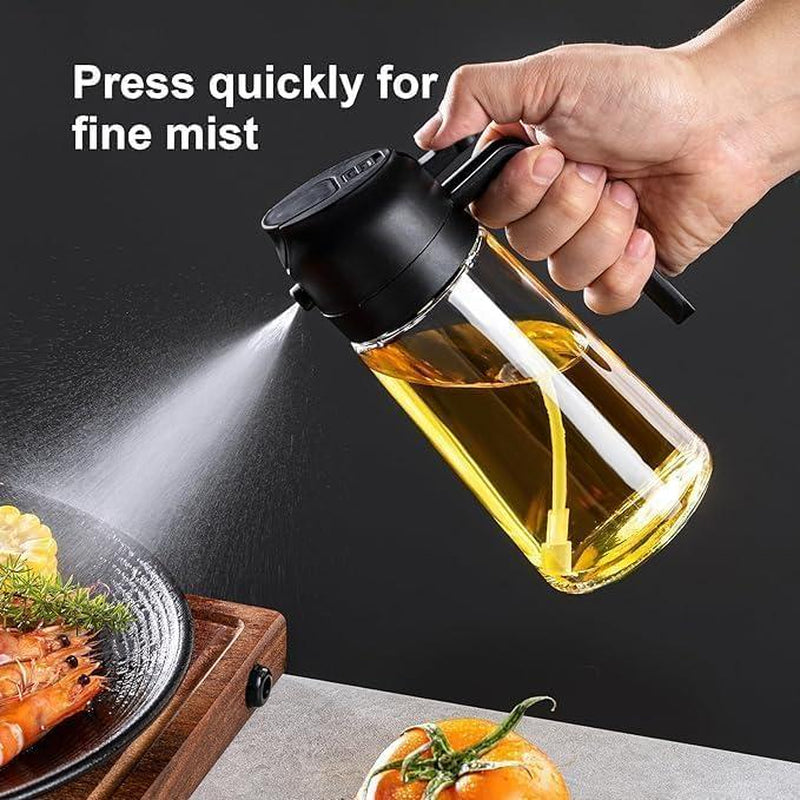 16Oz Oil Dispenser Bottle for Kitchen - 2 in 1 Olive Oil Dispenser and Oil Sprayer -Oil Sprayer for Cooking, Kitchen, Salad, Barbecue Utensils Glass Kitchenware Pouring