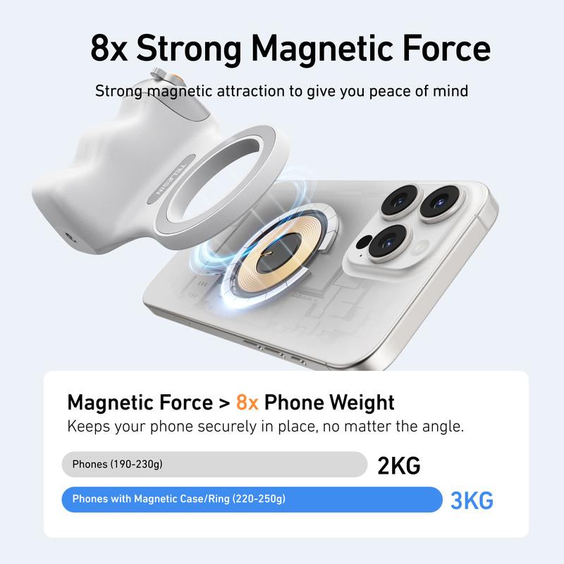 TELESIN Magnetic Phone Camera Shoot Hand Grip, Phone Holder Shooting Aid with Remote Control Handle for Iphone, HUAWEI, and Samsung Phones