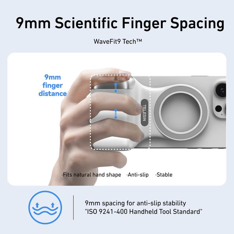 TELESIN Magnetic Phone Camera Shoot Hand Grip, Phone Holder Shooting Aid with Remote Control Handle for Iphone, HUAWEI, and Samsung Phones