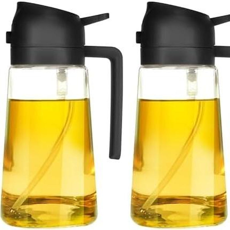 16Oz Oil Dispenser Bottle for Kitchen - 2 in 1 Olive Oil Dispenser and Oil Sprayer -Oil Sprayer for Cooking, Kitchen, Salad, Barbecue Utensils Glass Kitchenware Pouring