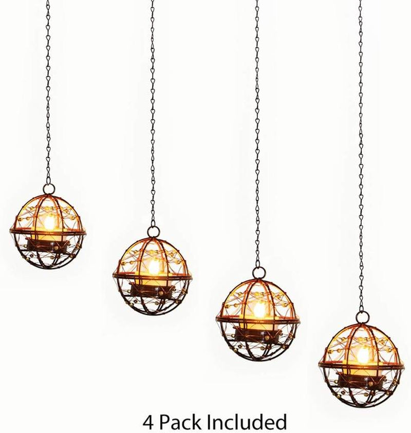 Solar Hanging Lanterns (4-Pack) – Solar Powered LED Outdoor Hanging Lights, Weatherproof Decorative Garden, Patio, Yard, Backyard, Porch, and Pathway Decor