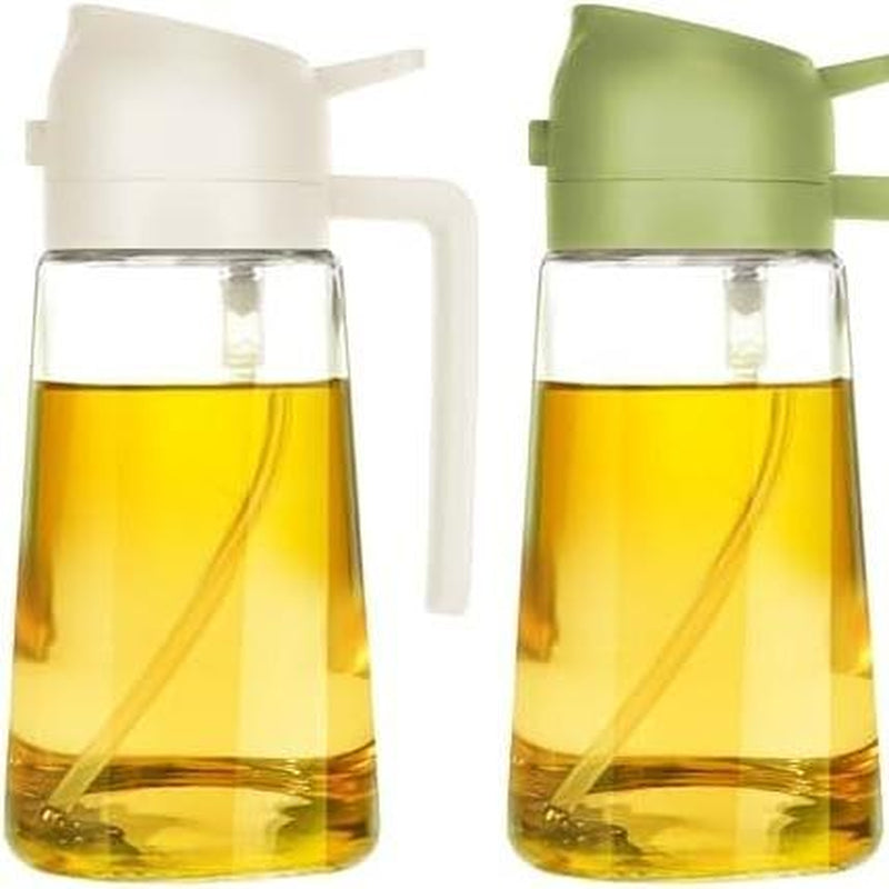 16Oz Oil Dispenser Bottle for Kitchen - 2 in 1 Olive Oil Dispenser and Oil Sprayer -Oil Sprayer for Cooking, Kitchen, Salad, Barbecue Utensils Glass Kitchenware Pouring