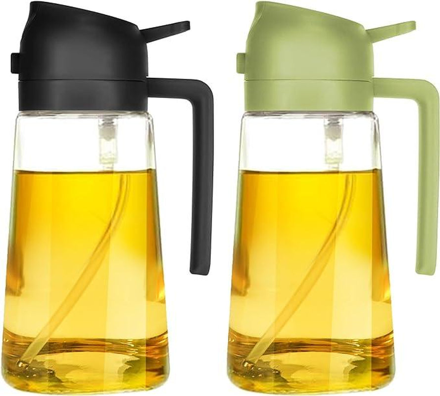16Oz Oil Dispenser Bottle for Kitchen - 2 in 1 Olive Oil Dispenser and Oil Sprayer -Oil Sprayer for Cooking, Kitchen, Salad, Barbecue Utensils Glass Kitchenware Pouring