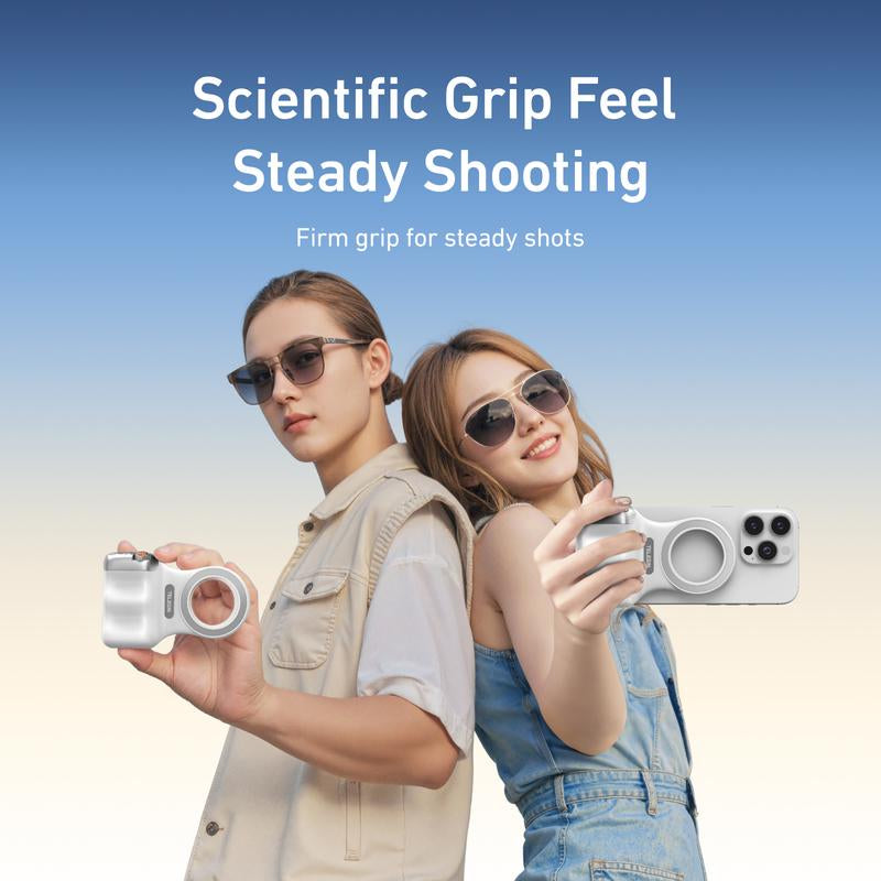 TELESIN Magnetic Phone Camera Shoot Hand Grip, Phone Holder Shooting Aid with Remote Control Handle for Iphone, HUAWEI, and Samsung Phones