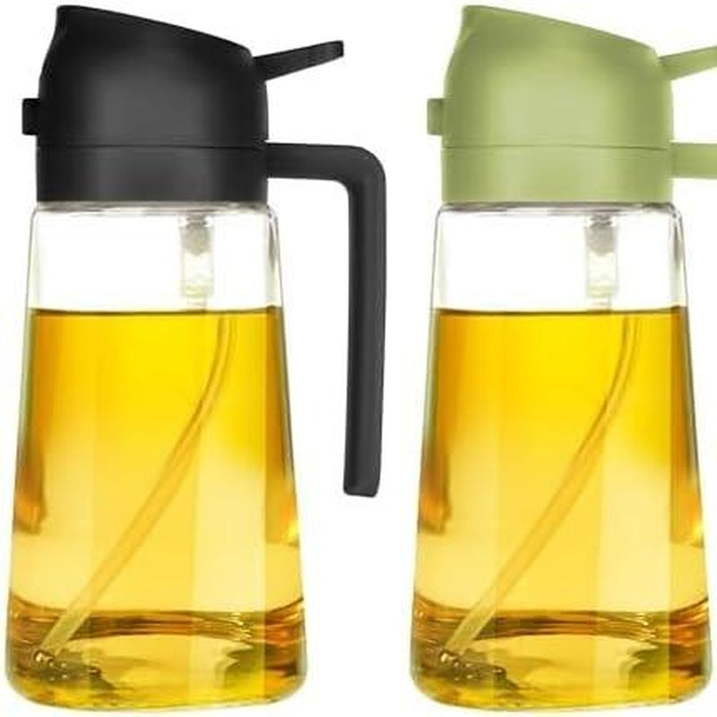16Oz Oil Dispenser Bottle for Kitchen - 2 in 1 Olive Oil Dispenser and Oil Sprayer -Oil Sprayer for Cooking, Kitchen, Salad, Barbecue Utensils Glass Kitchenware Pouring