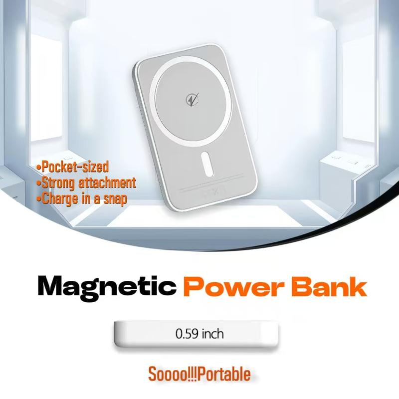 6-In-1 Magnetic Charging and Bluetooth Earphones Kit: Magsafe Battery Pack, Fast Charge, Magneticpower Bank, Wireless Charger, Type-C Tolightning Cable, Adapter & Audio Support,Compact & Portable