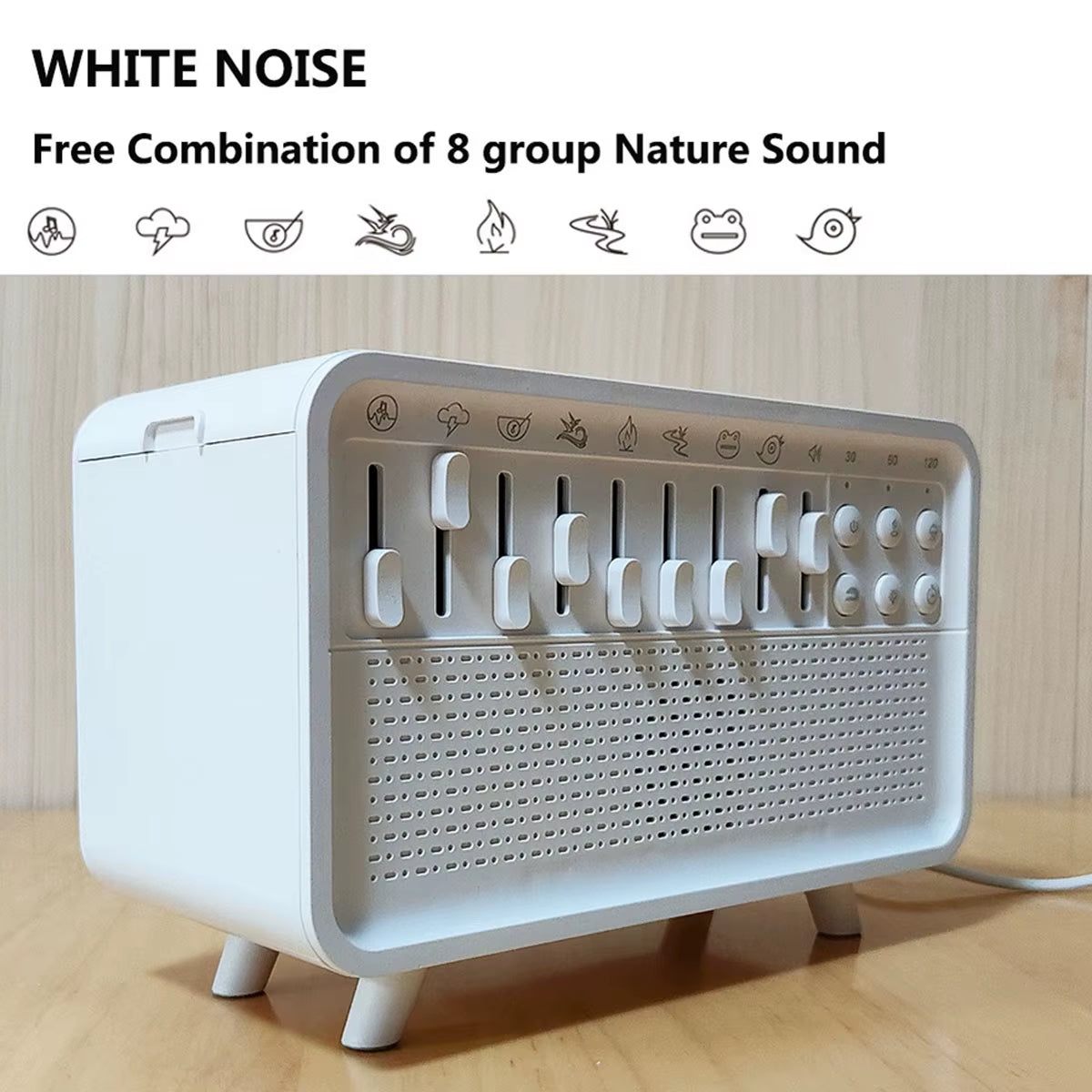 White Noise Machine Diffuser Air Aroma Diffuser Humidifier with 8 White Noise Adjustable, Night Light, Bluetooth Speaker