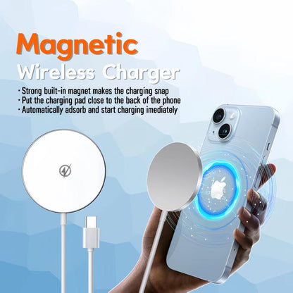 6-In-1 Magnetic Charging and Bluetooth Earphones Kit: Magsafe Battery Pack, Fast Charge, Magneticpower Bank, Wireless Charger, Type-C Tolightning Cable, Adapter & Audio Support,Compact & Portable