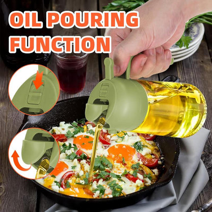 16Oz Oil Dispenser Bottle for Kitchen - 2 in 1 Olive Oil Dispenser and Oil Sprayer -Oil Sprayer for Cooking, Kitchen, Salad, Barbecue Utensils Glass Kitchenware Pouring