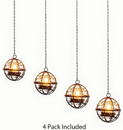 Solar Hanging Lanterns (4-Pack) – Solar Powered LED Outdoor Hanging Lights, Weatherproof Decorative Garden, Patio, Yard, Backyard, Porch, and Pathway Decor