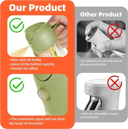 16Oz Oil Dispenser Bottle for Kitchen - 2 in 1 Olive Oil Dispenser and Oil Sprayer -Oil Sprayer for Cooking, Kitchen, Salad, Barbecue Utensils Glass Kitchenware Pouring